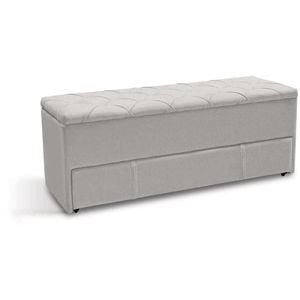 Puff com Gaveta Karen Rincão Cinza 140cm