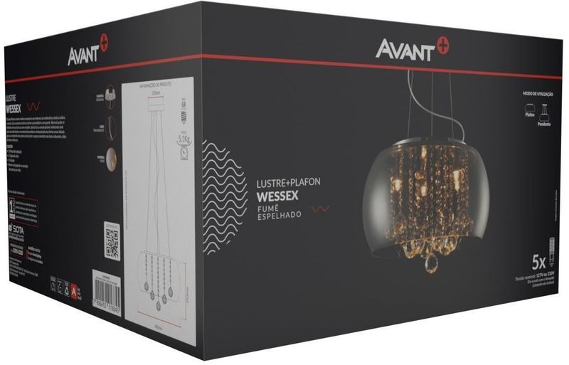 Lustre-5-Lampadas-Wessex-G9-Aco-e-Vidro-Avant-Fume-Espelhado-Bivolt