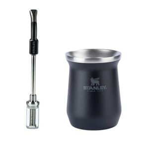 KIT STANLEY CUIA TÉRMICA 236ML E BOMBA PARA MATE COM MOLA AJUSTÁVEL EM AÇO INOX