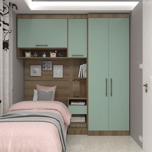 Quarto Solteiro: Guarda-roupas, Mesa, Nicho - Luciane Avelã