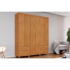 Guarda Roupa 6 Portas E 4 Gavetas C- Pés Canadá Plus Cinamomo - Conquista