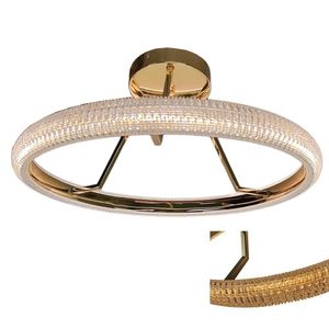 Lustre 3 Em 1 Anel Cristal Arco Led Luminaria Pendente Infinito Perfil Sala De Jantar Quarto