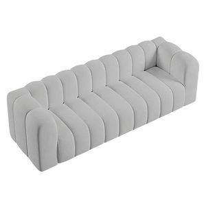 Sofá 3 Lugares 200cm Orgânico Luxo Recepção Giordana Linho Adj Decor Cinza