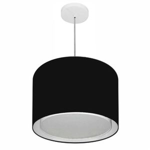 Lustre Cilíndrico Duplo Md-4286 Tecido 40x30cm Preto Bivolt