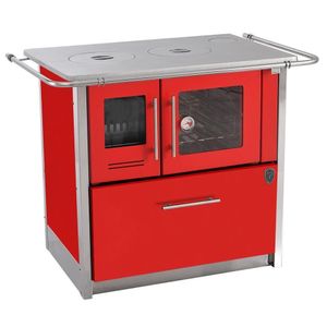 Fogão A Lenha Eclipse Direito Vermelho Chapa Aluminio N2
