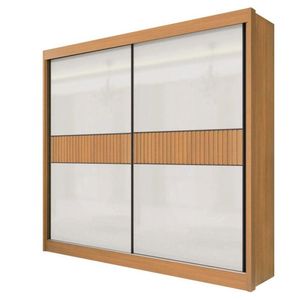 Guarda Roupa Casal 2 Portas 6 Gavetas Cancun Ripado Cinamomo Off White -d' Doro