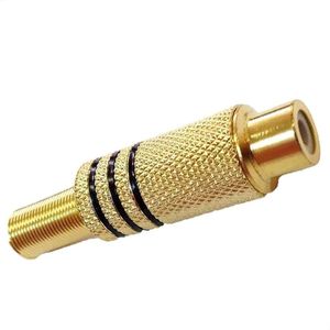Plug Jack Rca Fêmea 6mm - Dourado Preto