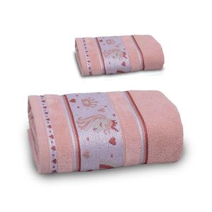 Jogo De Toalha De Banho Infantil 2 Peças Soft Kids Com Lavabo Appel Rosê Misty - Unicórnio