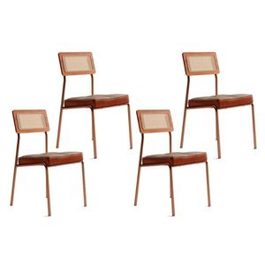 Cadeira De Cozinha 1741 Kit 4 Uni Rose Linho Areia Courano Caramelo