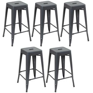 Kit 5 Banquetas Altas 76 Cm Cinza Escuro Cinza Escuro