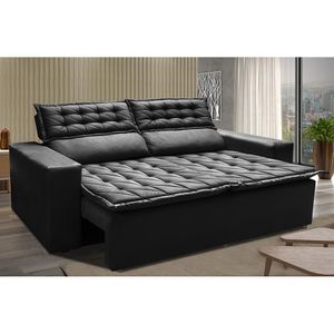 Sofá Retrátil E Reclinável Cama Inbox Slim 1,50m Tecido Suede Velusoft Preto