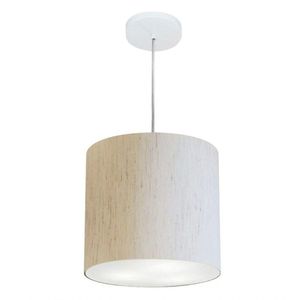 Lustre Cilíndrico Md-4036 Tecido 30x31cm Bivolt Linho Bege