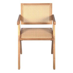 Cadeira Com Braços Chandy Or Design 46 Cm (larg) Madeira Clara Assento E Encosto Palha Natural Bege