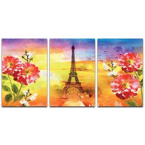 Kit Placas Quadros Decorativos 3 Pçs Mdf 20X30 Floridas Titulo Flores Paris