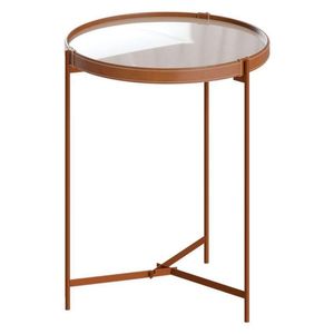 Mesa Lateral Aqua Grande Com Vidro Off White Cobre - Imcal