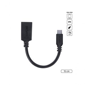 Cabo Adaptador Otg Tipo C Para Usb A 3.0 Para Celular Smartphone 15 Cm Preto - P3amup-15
