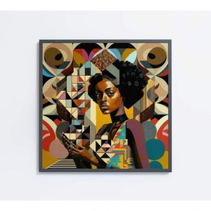 Quadro Ilustração Afro Feminino Medidas 40x40 Cm Impressão Vidro Acrílico