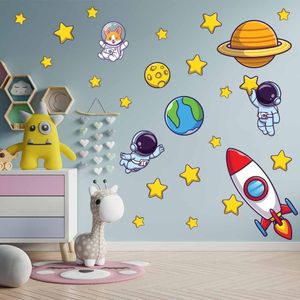 Adesivo De Parede Astronauta Foguete Estrelas
