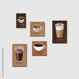 Tipos De Café Quadro Com 5 Peças 6mm Placa Soft Touch