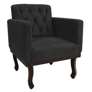 Poltrona Decorativa Classic Pés Luiz Xv Linho Adj Decor Cinza Escuro