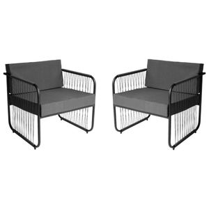 Conjunto 2 Poltronas área Externa Fibra Sintética Córdova Preto-cinza