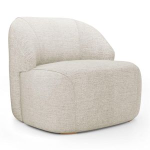 Poltrona Decorativa Living Kaya Orgânica Linho Bege Claro - Desk Design