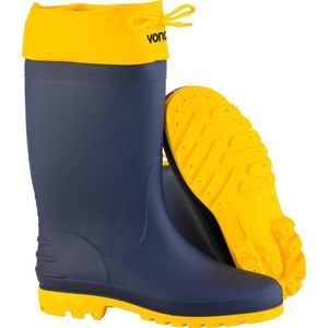 Bota Pvc 35-36 Azul-amarela Cano Médio Polaina Sem Forro Vonder