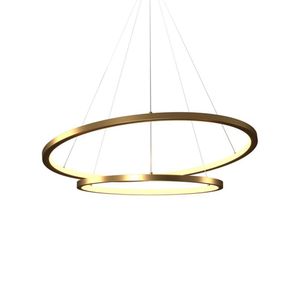 Lustre Pendente Orluce Tabat Or1790 Com 2 Aros 60-40cm Dourado Led Bivolt