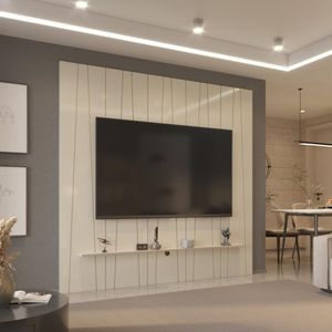 Painel Ripado Horizon Para TV Até 75 Polegadas 225cm Off White