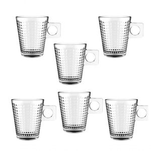 Jogo Com 06 Xícaras 80 Ml Coffe Time Em Vidro Full Fitt