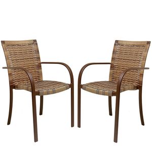 2 Cadeiras Ascoli Cappuccino, Alumínio Pintura Eletrostática Marrom