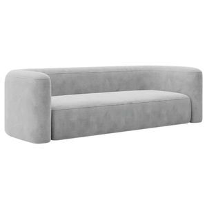 Sofá 3 Lugares 200cm Orgânico Luxo Recepção Melina Linho Adj Decor Cinza