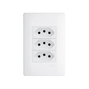 Tomada Tripla Fame Habitat 2p+t 20a Com Placa 4x2 Branco