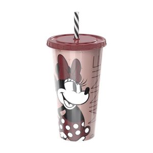 Copo Com Canudo Minnie Mouse Salmão - 700ml