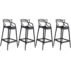 Kit 4 Banquetas Altas Masters Allegra 76 Cm Preto