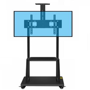 Suporte Para Tv Pedestal Com Prateleira Rodinhas Estante De Chao Para Monitor Televisao Ajustavel Universal