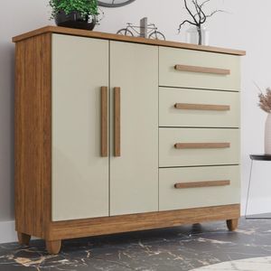 Cômoda 2 Portas 4 Gavetas Madri Plus Com Sapateira - Tudo De Móveis Cinamomo/off
