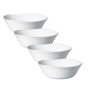 Jogo 4 Bowl De Vidro Opalino Branco Quadrado Tigela Sobremesa 15cm Em Casa Tem