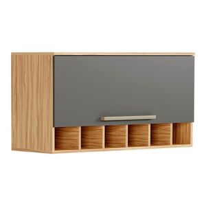 Módulo Cozinha Ronipa Nápoli Prime Armário Geladeira Adega Com 1 Porta Basculante 80cm Amendoa Grafite Ronipa