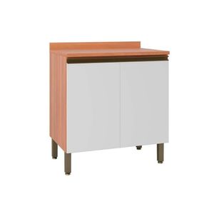 Módulo Cozinha Telasul Thela Macadâmia Balcão Com Tampo Thela Macadâmia Com 2 Portas 80cm Freijó Branco Telasul