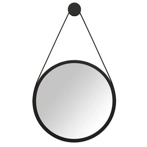 Espelho Redondo 54 Cm Com Alça Adnet B01 Escandinavo Preto
