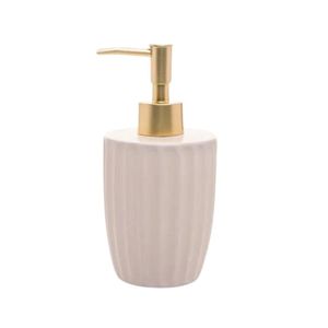 Dispenser Para Sabonete Líquido Em Cerâmica Canelatta 330ml Lyor Creme