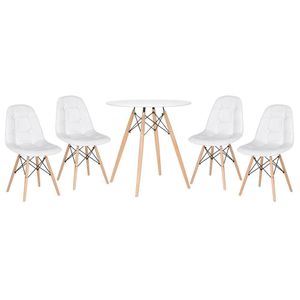 Kit - Mesa Eames 70 Cm + 4 Cadeiras Eames Botonê Mesa Branco Com Cadeiras Branco Mesa Branco Com Cadeiras Branco