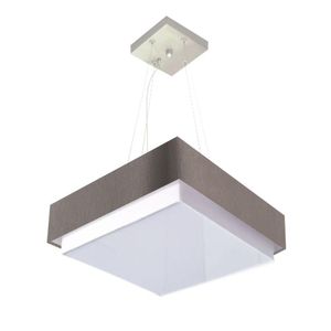 Lustre Para Sala De Jantar Vivare Md-4404 Cúpula Em Tecido 50x50cm Cor Cinza-escuro Bivolt