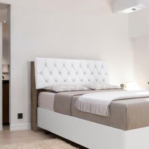Cabeceira Estofada ísis Casal Chocolate Com Capitonê Branco