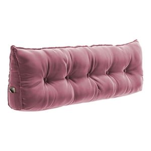 Almofada Para Cabeceira Encosto Apoio Lombar Spot 160cm Com Porta Celular Veludo - Desk Design Cor Rosa