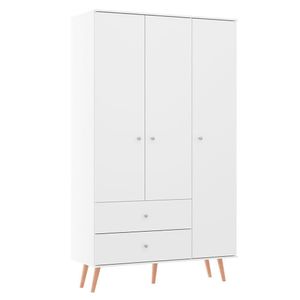 Guarda Roupa Retrô 120x206cm 3 Pts 2 Gvts Branco Menu Móveis Branco