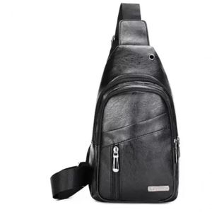 Bolsa Transversal Masculina Couro Ombro Peito Nova Pochete Preto Unissex