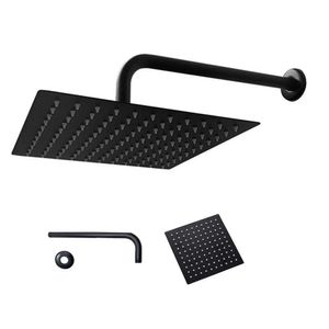 Ducha Chuveiro Inox 20X20 Preto Fosco Quadrado Parede Suporte Redondo Banheiro Piscina Area Externa