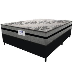 Cama Box Casal Queen Colchão Gazin Com Molas Ensacadas Rubi 158x198x70cm Suede Preto/cinza Cinza